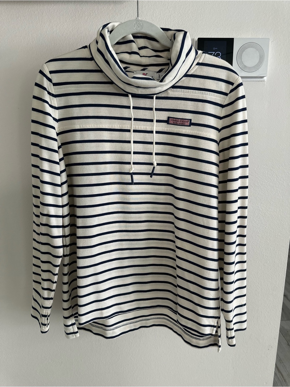 Vineyard Vines Funnel Neck Striped Sweater - Navy & Cream